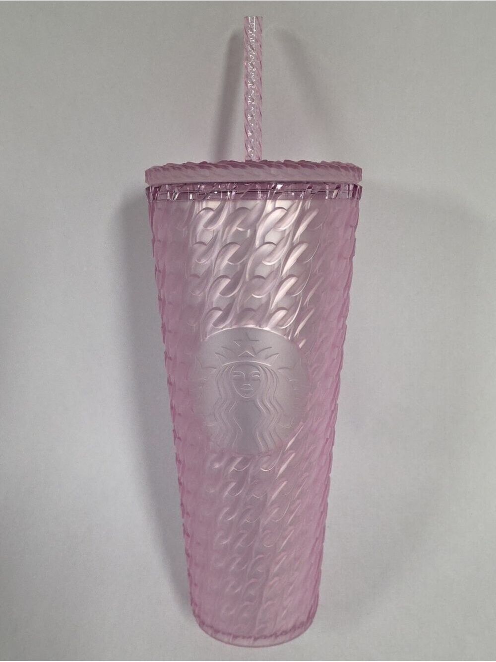NWT 2024 Starbucks Translucent Pink Cable Knit Texture, Siren Logo, 24 Oz.